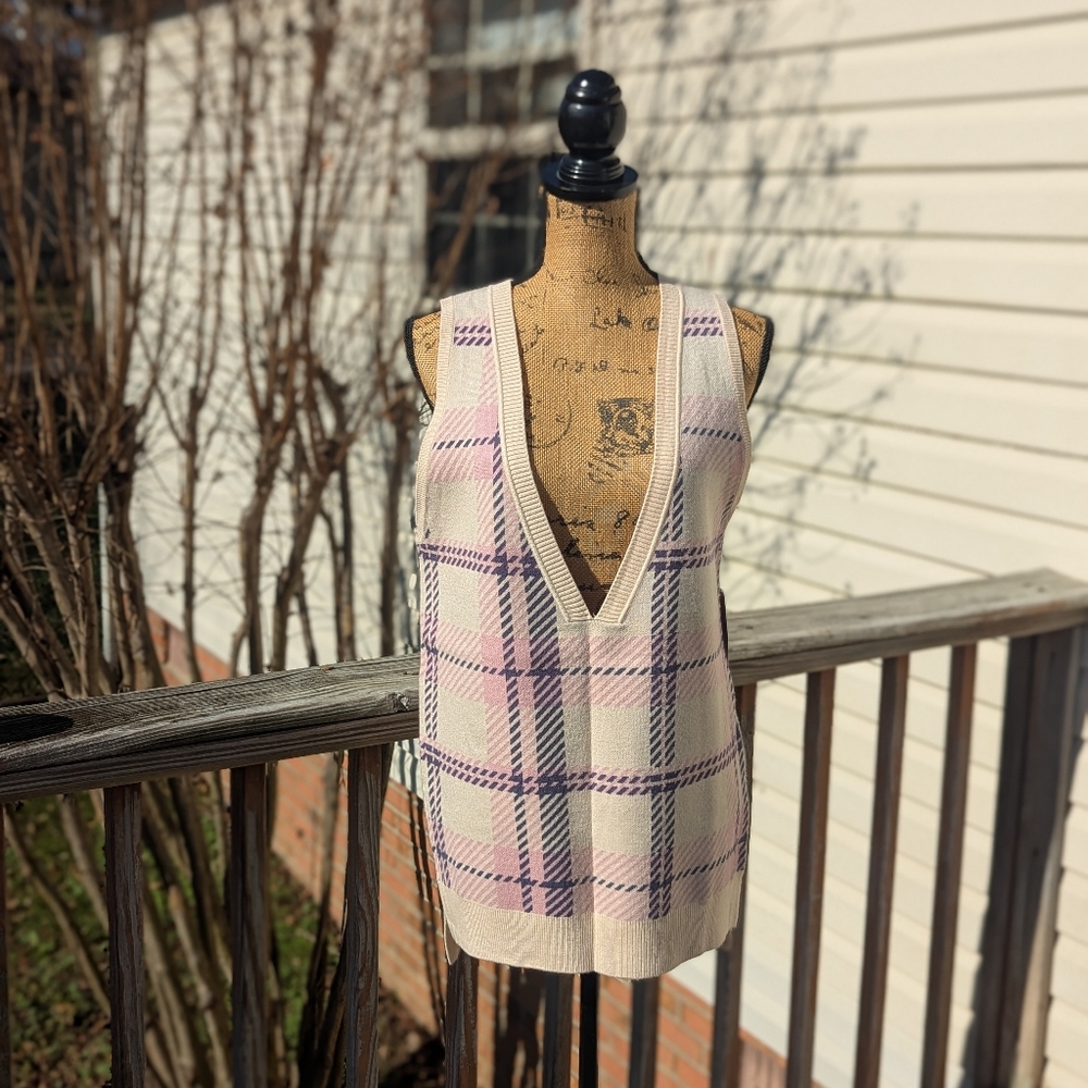 Kohl's Pink and Navy Pullover Sweater Vest